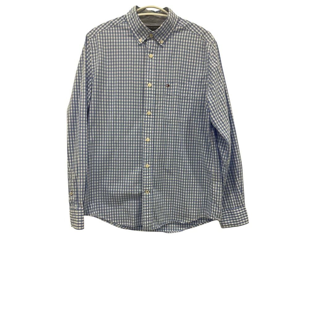 Tommy Hilfiger Blue Gingham Check Button Up Shirt Classic Fit Small